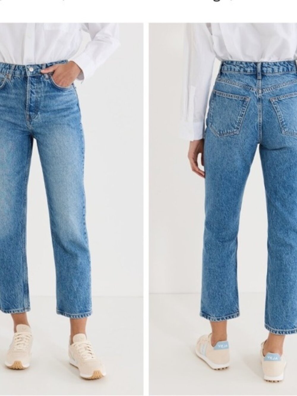 Reformation Cynthia High Rise Straight Cropped Jean Woman 26 Medium Wash Lyocell